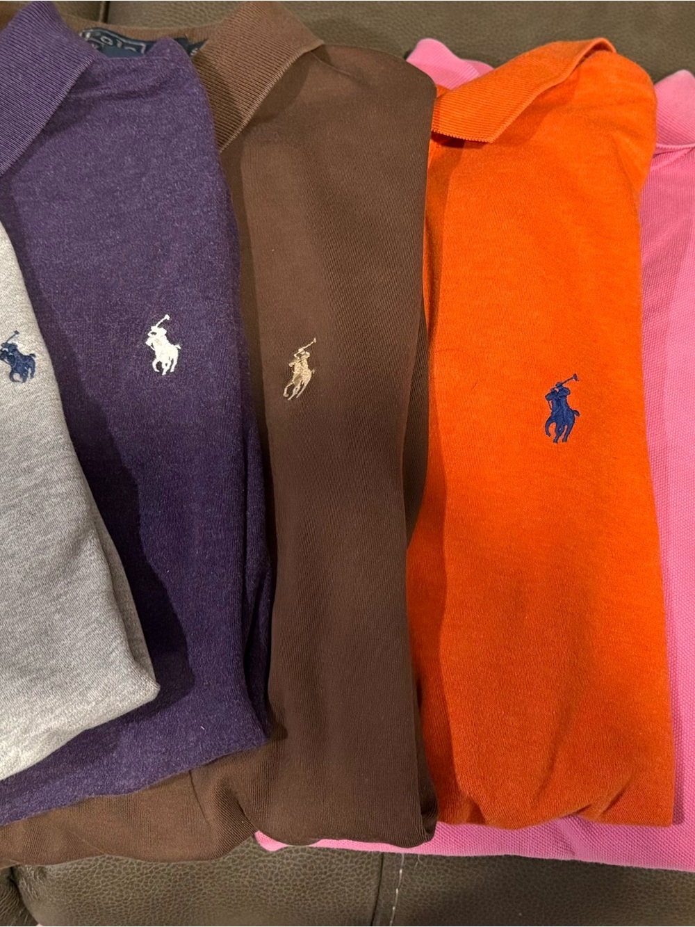 Ralph Lauren Men’s Polo’s plus Hoodie— Orange, Brown, Purple, Pink, Gray, Red